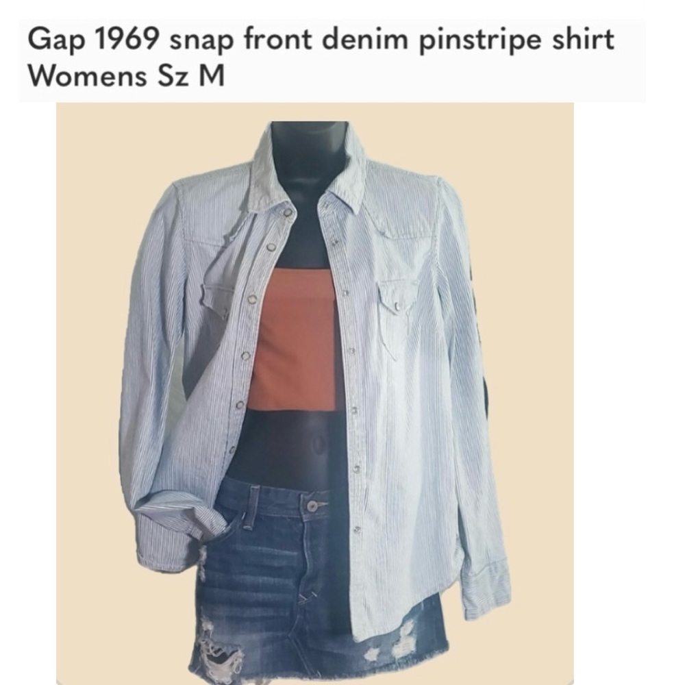 Gap 1969 Snap Front Denim Pinstripe Shirt - Women's Size M